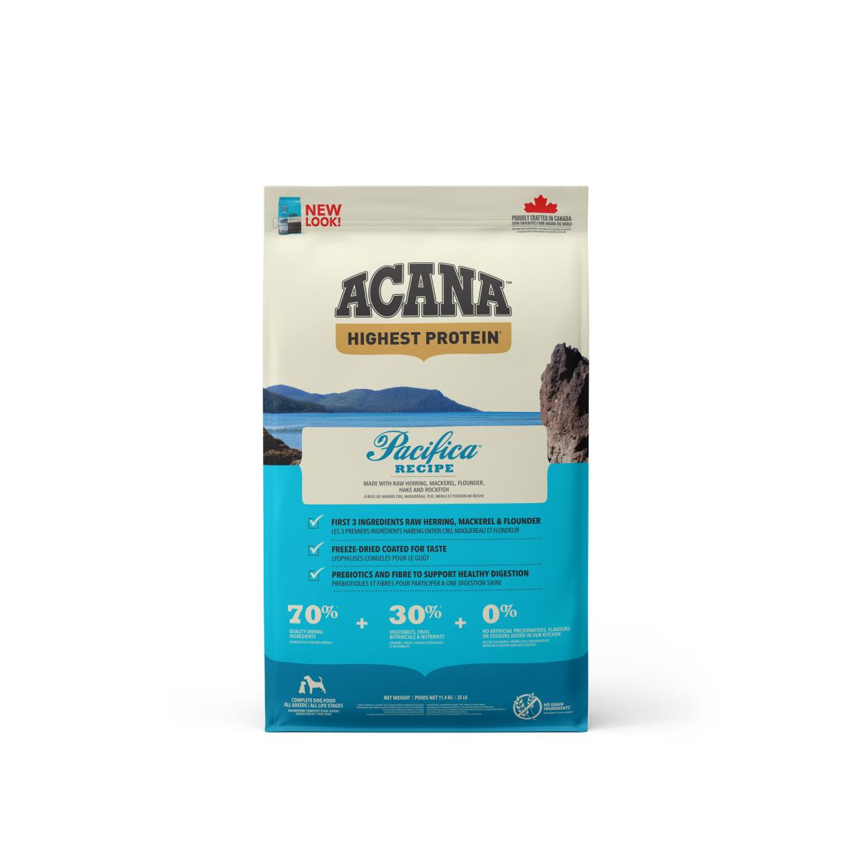 Verpakking Acana Highest Protein Pacifica droogvoer voor honden 11,4 kg