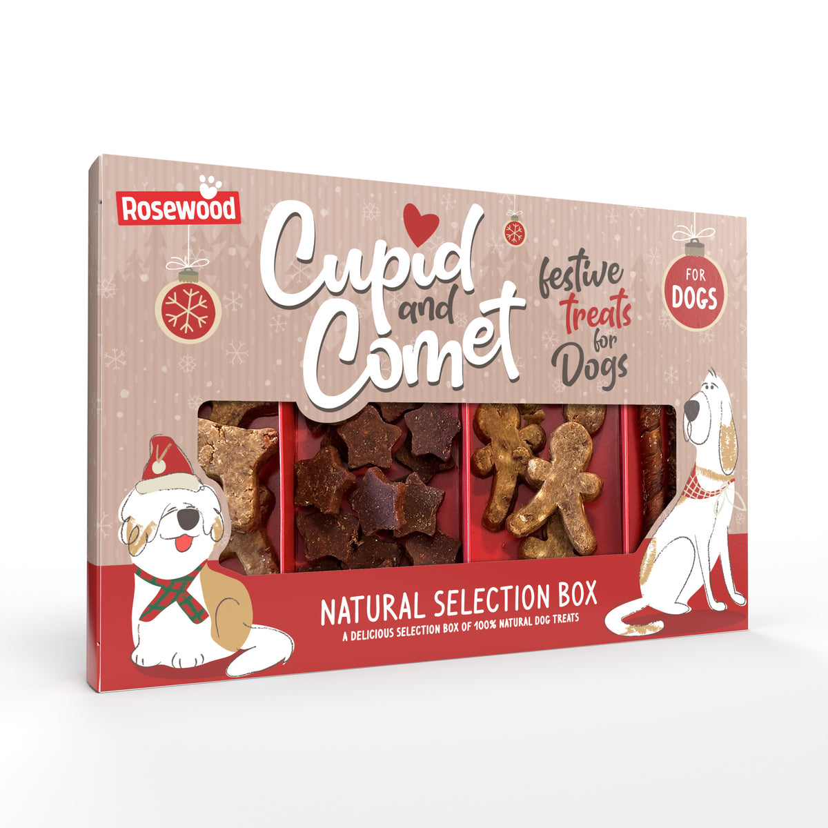 Rosewood Cupid & Comet natural traktatiedoos voor honden, 175 g