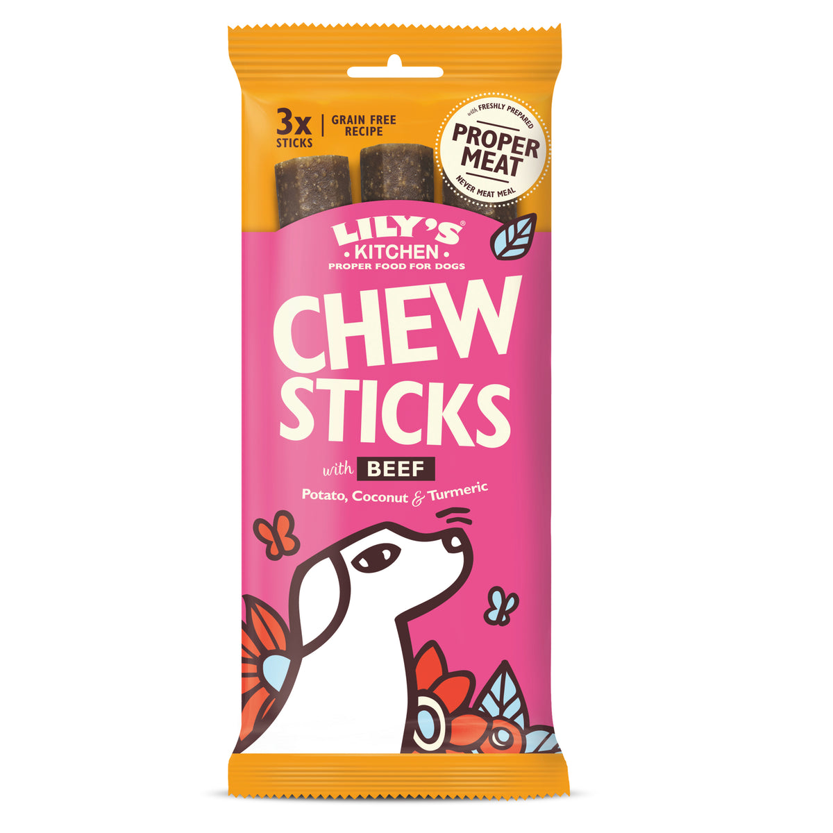 Verpakking Lily’s Kitchen Beef Chew Sticks 120 g
