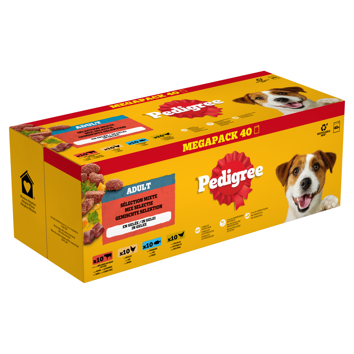 Pedigree Adult Maaltijdzakjes Mix Selectie in Gelei 40 × 100 g – productverpakking