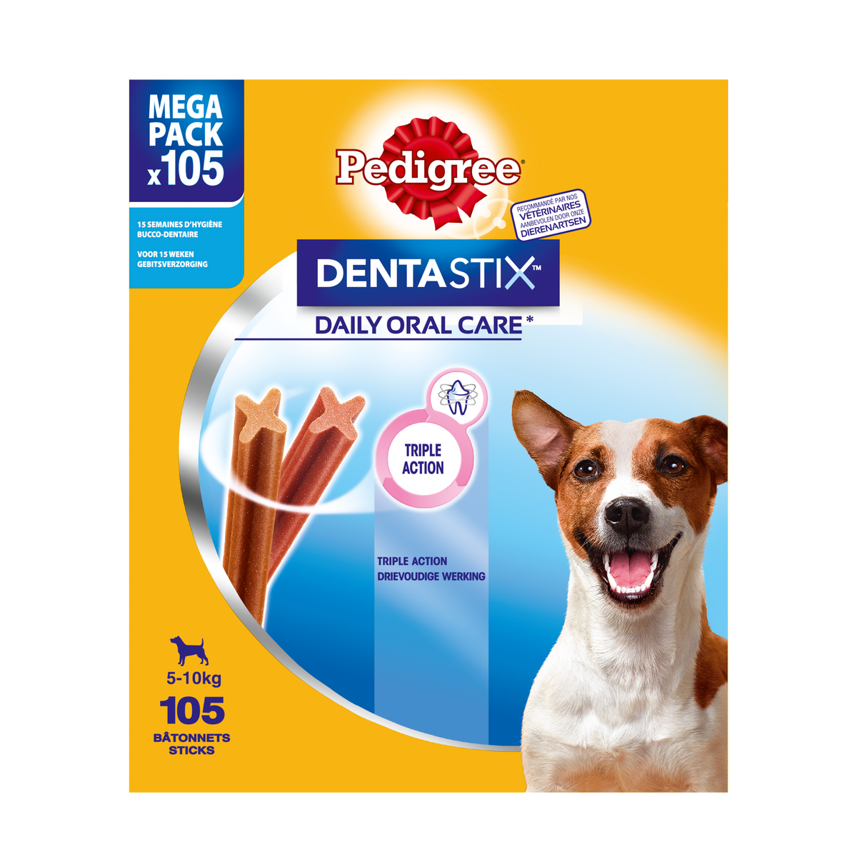Pedigree DentaStix Mini Megapack 105 stuks 1,65 kg – productverpakking