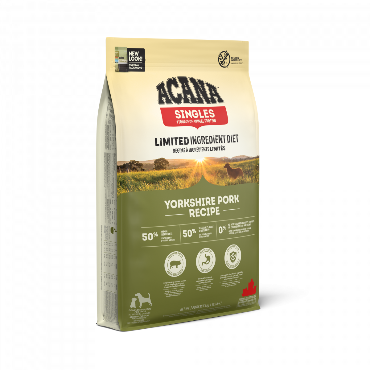 Verpakking Acana Singles Yorkshire Pork droogvoer voor honden 6 kg