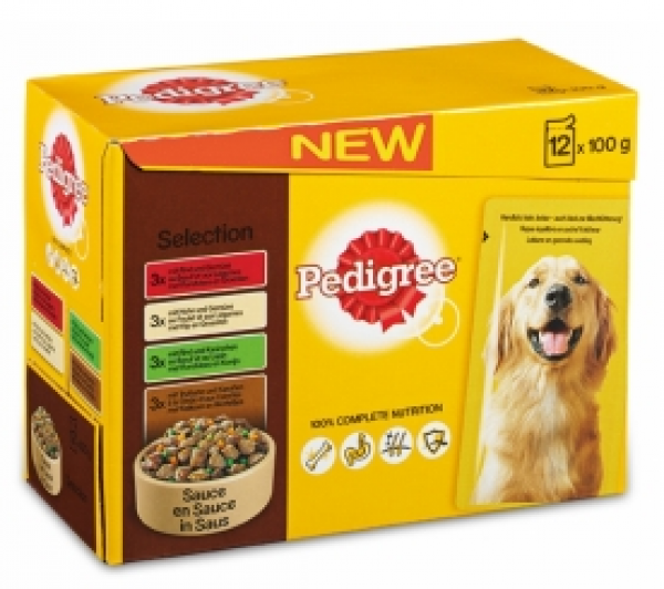 Pedigree Adult Mix Selectie in Saus 12 × 100 g – productverpakking