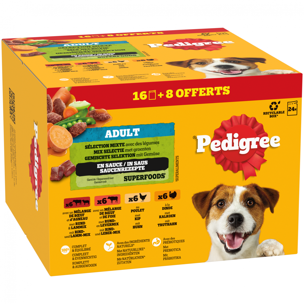 Pedigree Adult Mix Selectie met Groenten in Saus 24 × 100 g – productverpakking