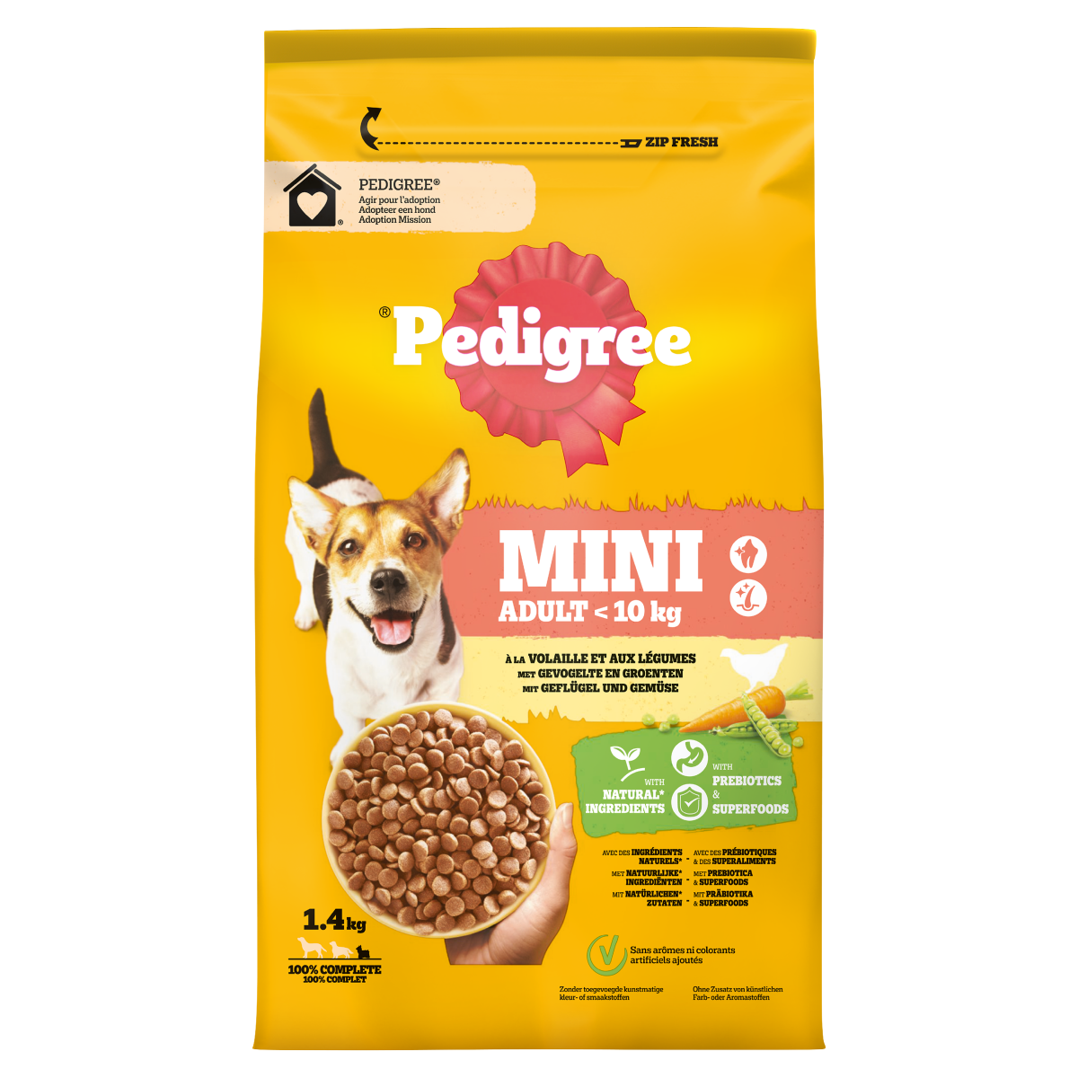 Pedigree Adult Mini Gevogelte & Groenten Hondenbrokken 1,4 kg – productverpakking