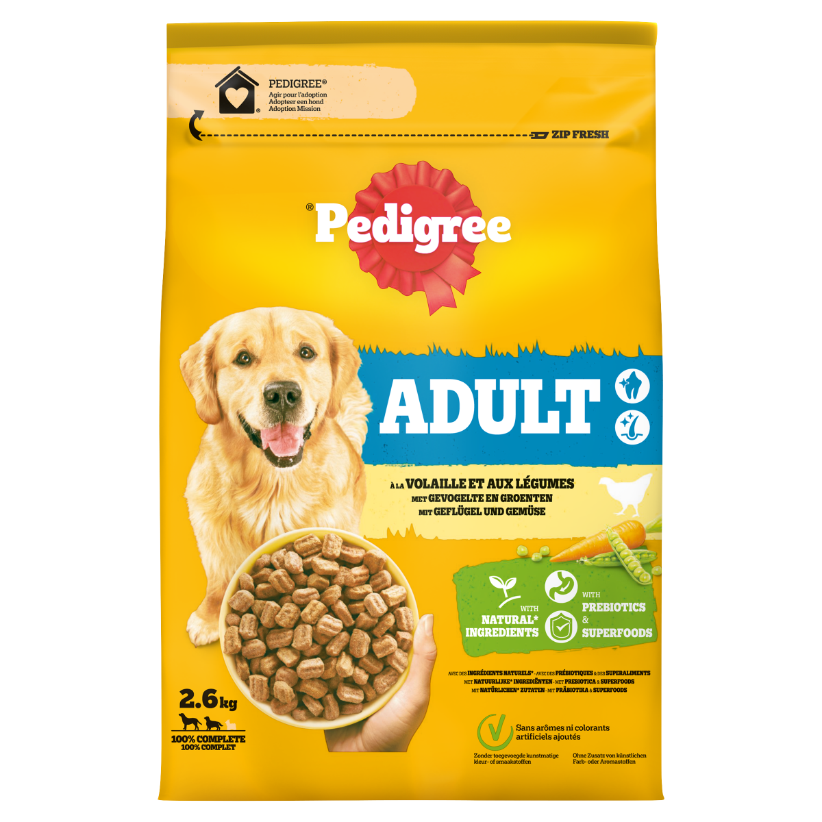 Pedigree Adult Gevogelte & Groenten Hondenbrokken 2,6 kg – productverpakking