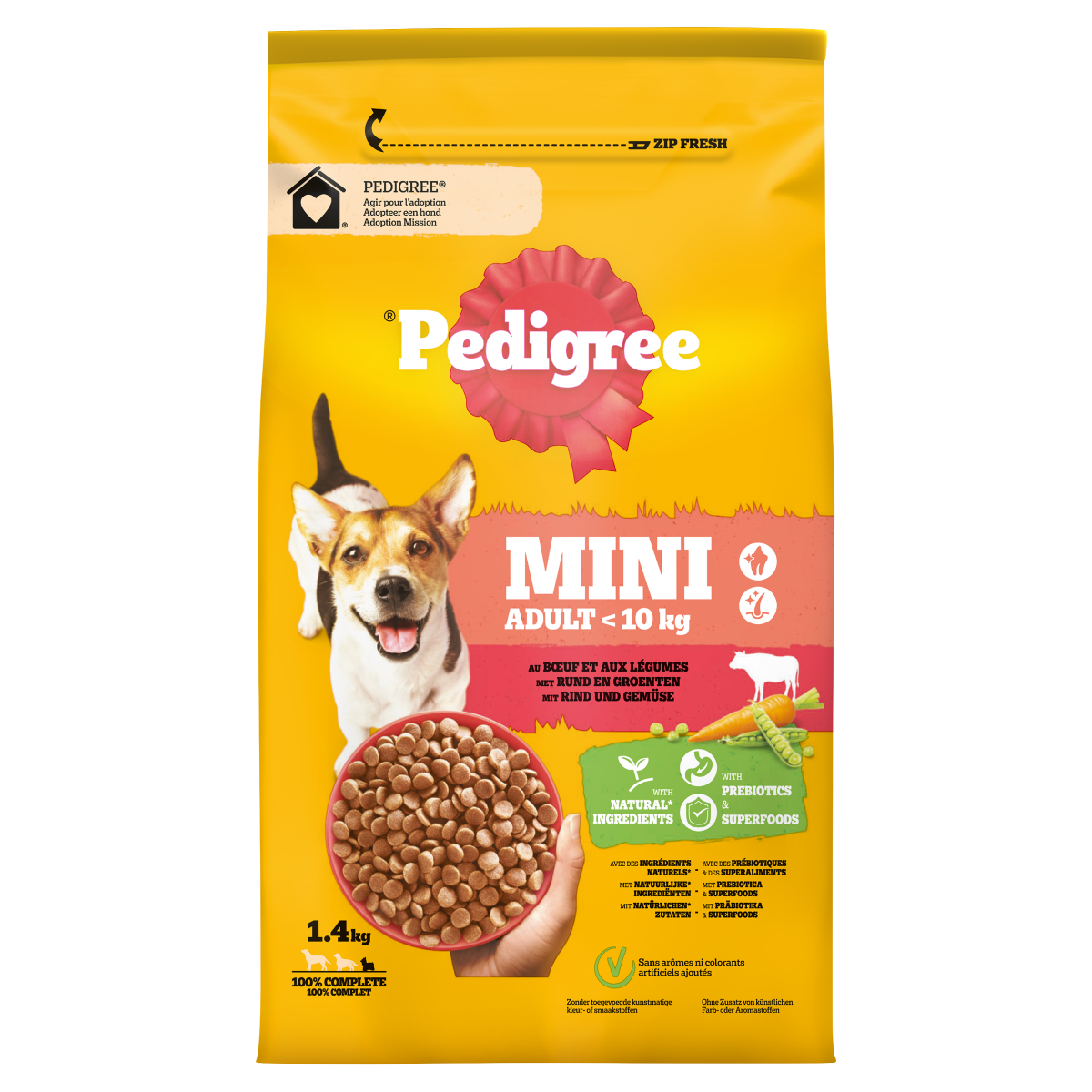Pedigree Adult Mini Rund & Groenten Hondenbrokken 1,4 kg – productverpakking