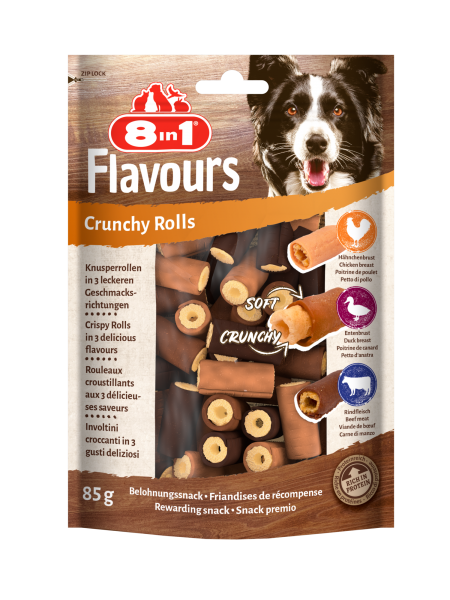 8in1 Flavours crunchy rolls 85 g – hondensnack voor honden