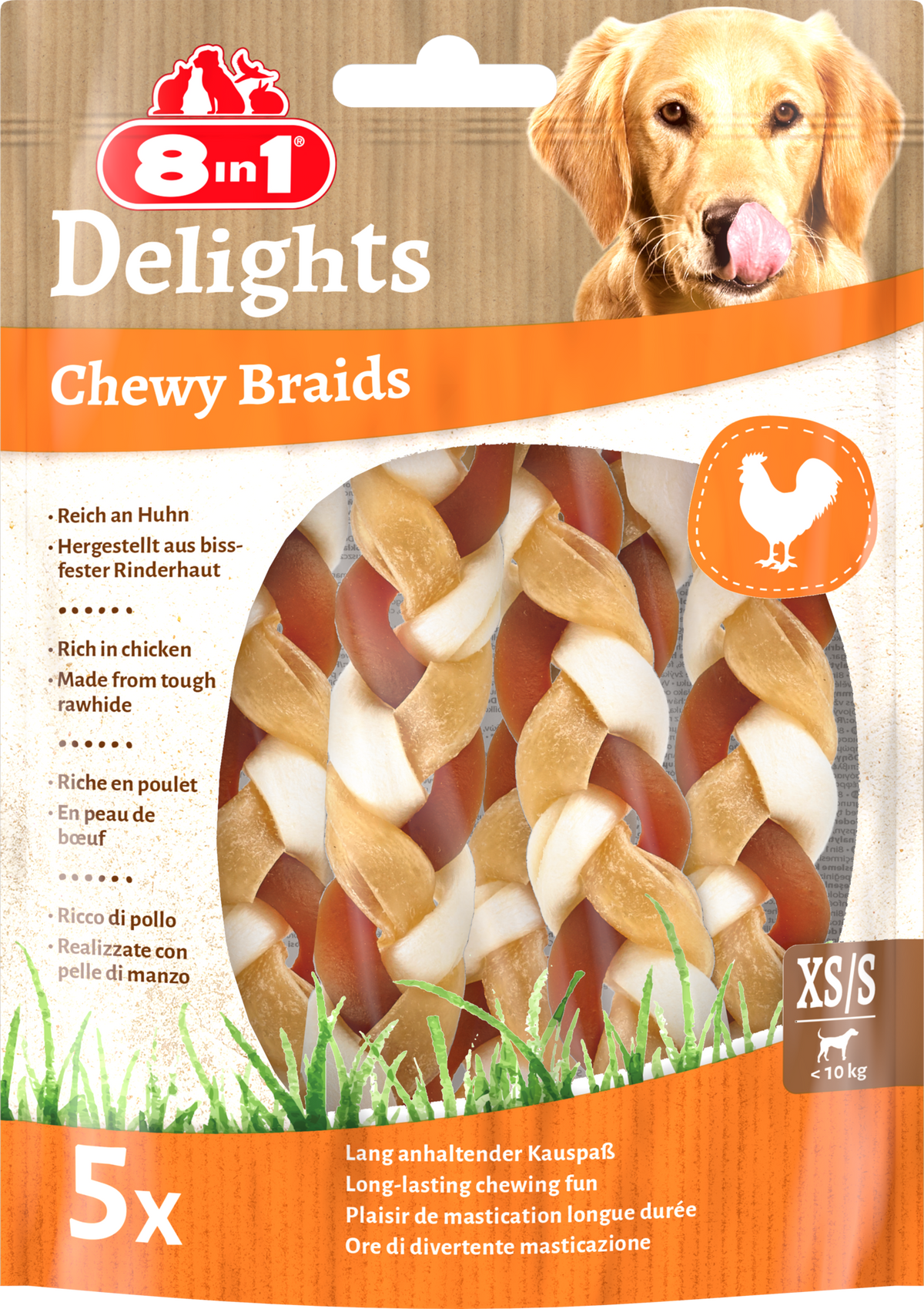 8in1 Delights Chewy Braid XS/S 75 g – hondensnack voor honden