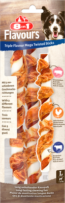 8in1 Triple Flavour mega twisted sticks 140 g – hondensnack voor honden