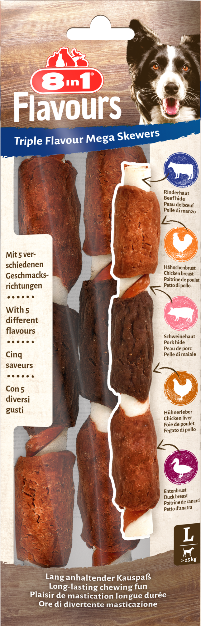 8in1 Triple Flavour mega skewers 160 g – hondensnack voor honden