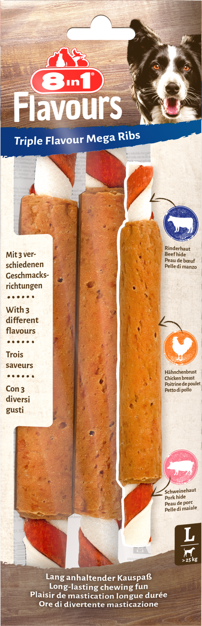 8in1 Triple Flavour mega ribs 140 g – hondensnack voor honden