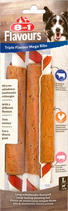 8in1 Triple Flavour mega ribs 140 g – hondensnack voor honden