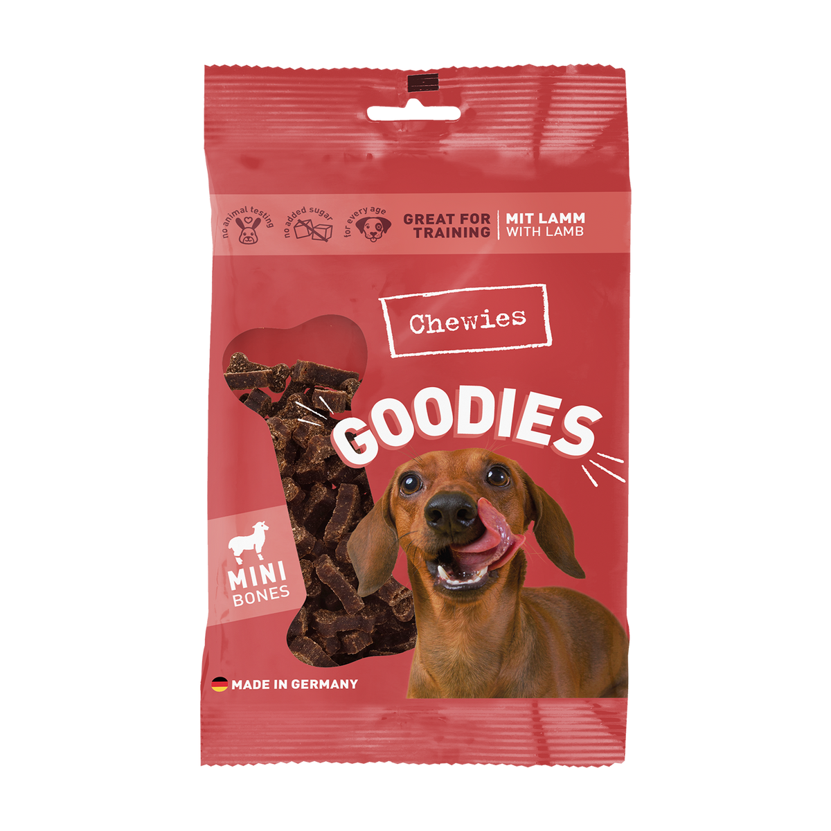 Chewies Goodies Mini Lam 125 g – productverpakking