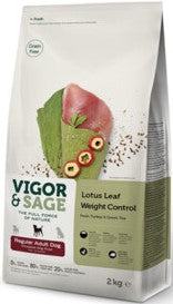 Vigor & Sage Adult Weight Control met lotusblad – 2 kg verpakking