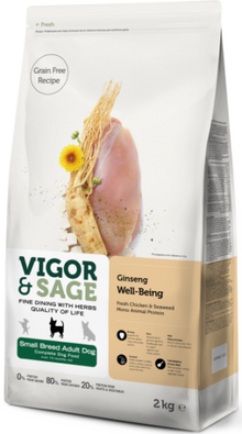 Vigor & Sage Adult Small Well-Being met ginseng – 2 kg verpakking