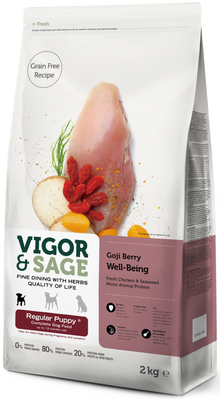 Vigor & Sage Puppy Well-Being met gojibes – 2 kg verpakking