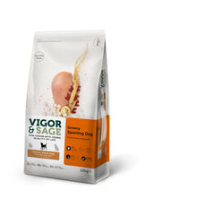 Vigor & Sage Adult Active Sporting Dog met ginseng – 12 kg verpakking