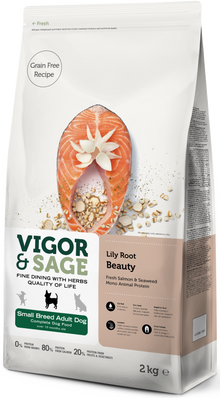Vigor & Sage Adult Small Beauty met lily root – 2 kg verpakking