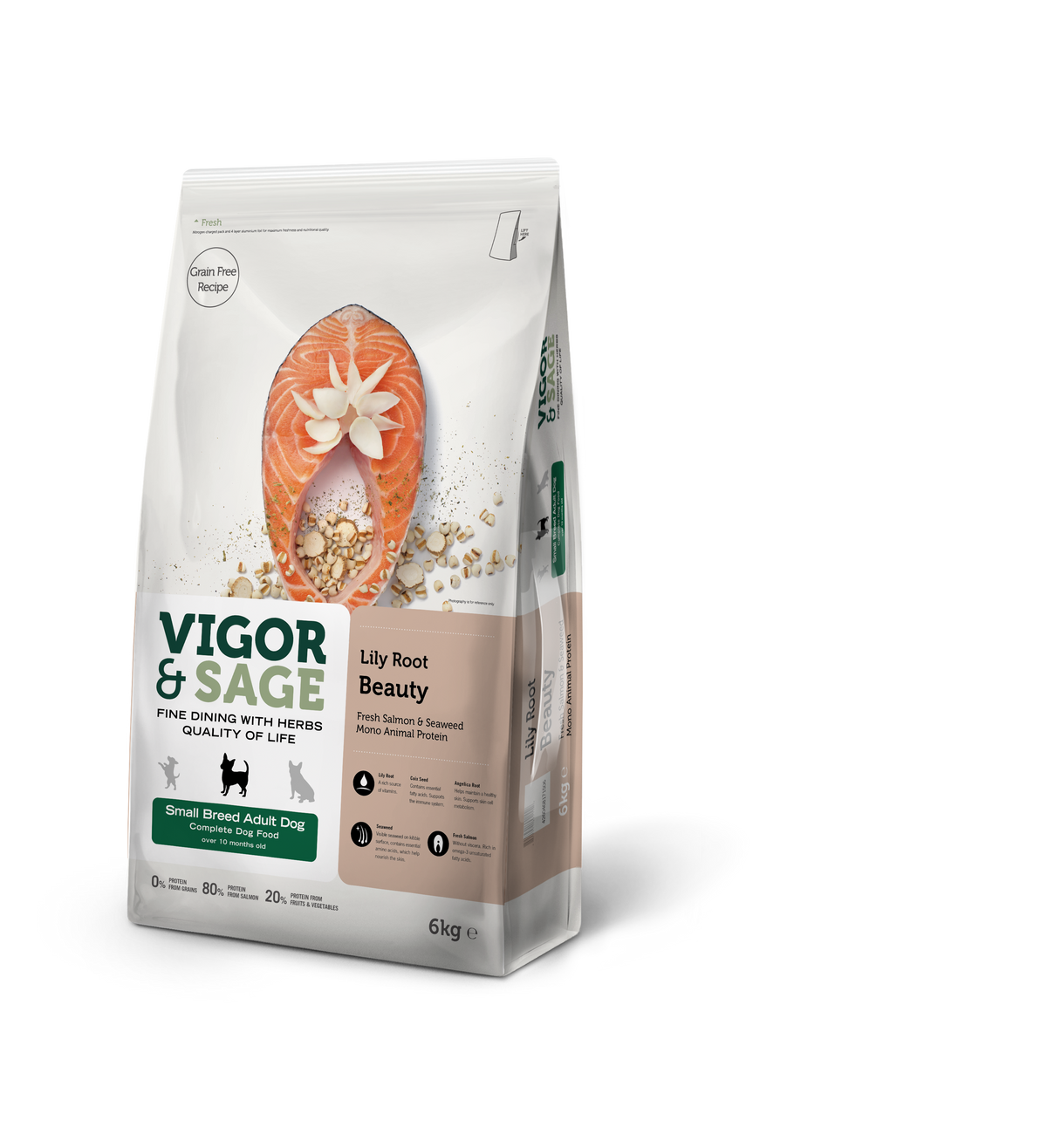 Vigor & Sage Adult Small Beauty met lily root – 6 kg verpakking