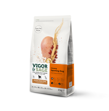 Vigor & Sage Adult Active Sporting Dog met ginseng – 2 kg verpakking