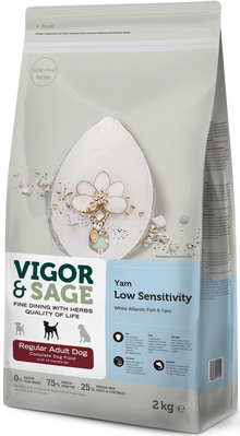 Vigor & Sage Adult Low Sensitivity met yam – 2 kg verpakking