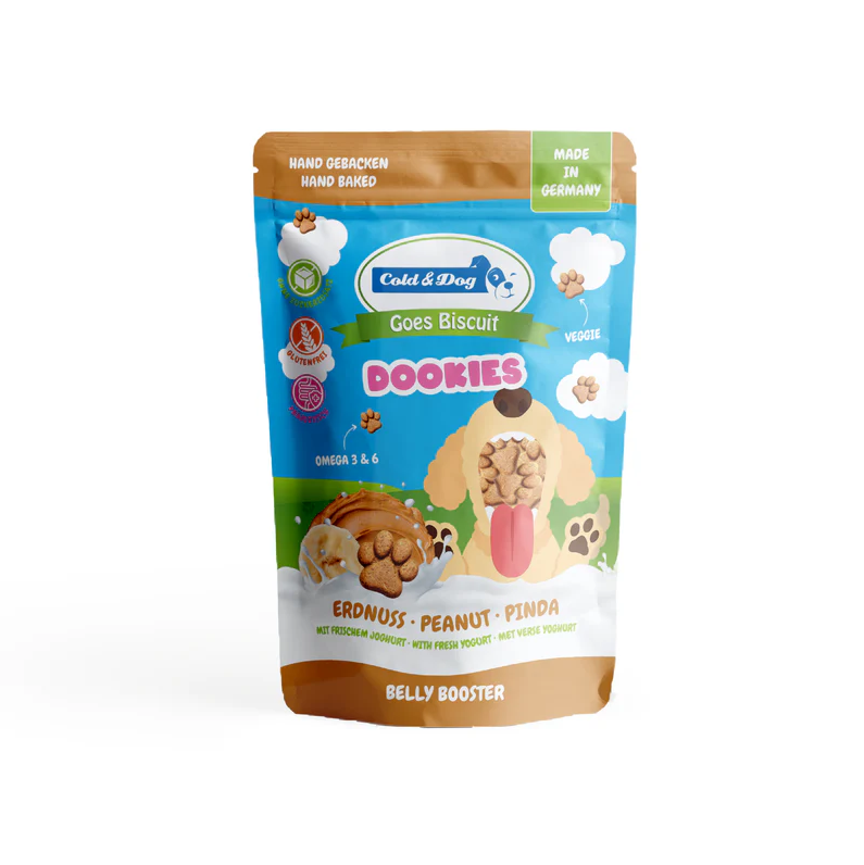 Cold&Dog Dookies Belly Booster Pinda & Banaan – 120 g hondensnack verpakking