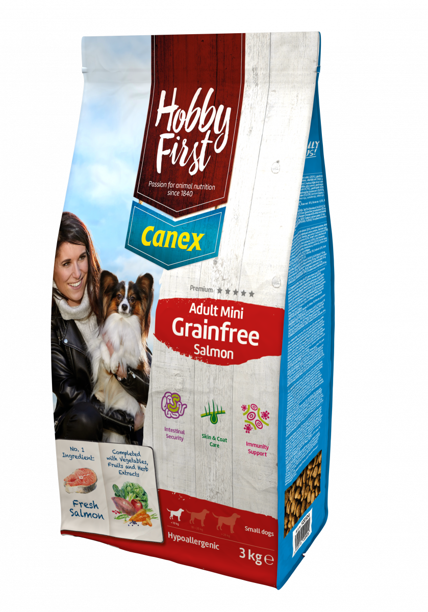 Hobby First Canex adult salmon Mini Grainfree 3 kg – droog hondenvoer voor honden