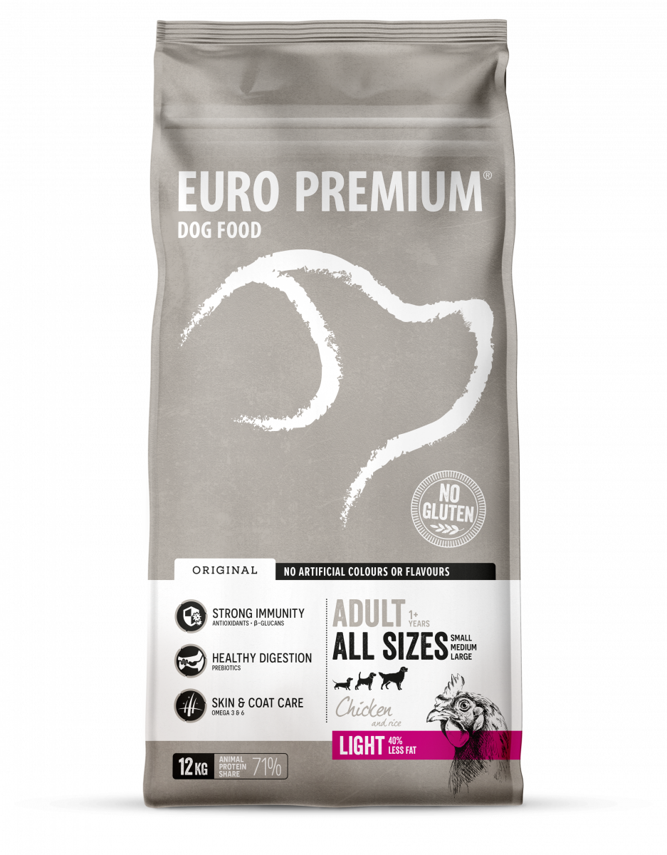 Euro-Premium Original Adult Light Kip & Rijst – 12 kg – verpakking Euro-Premium