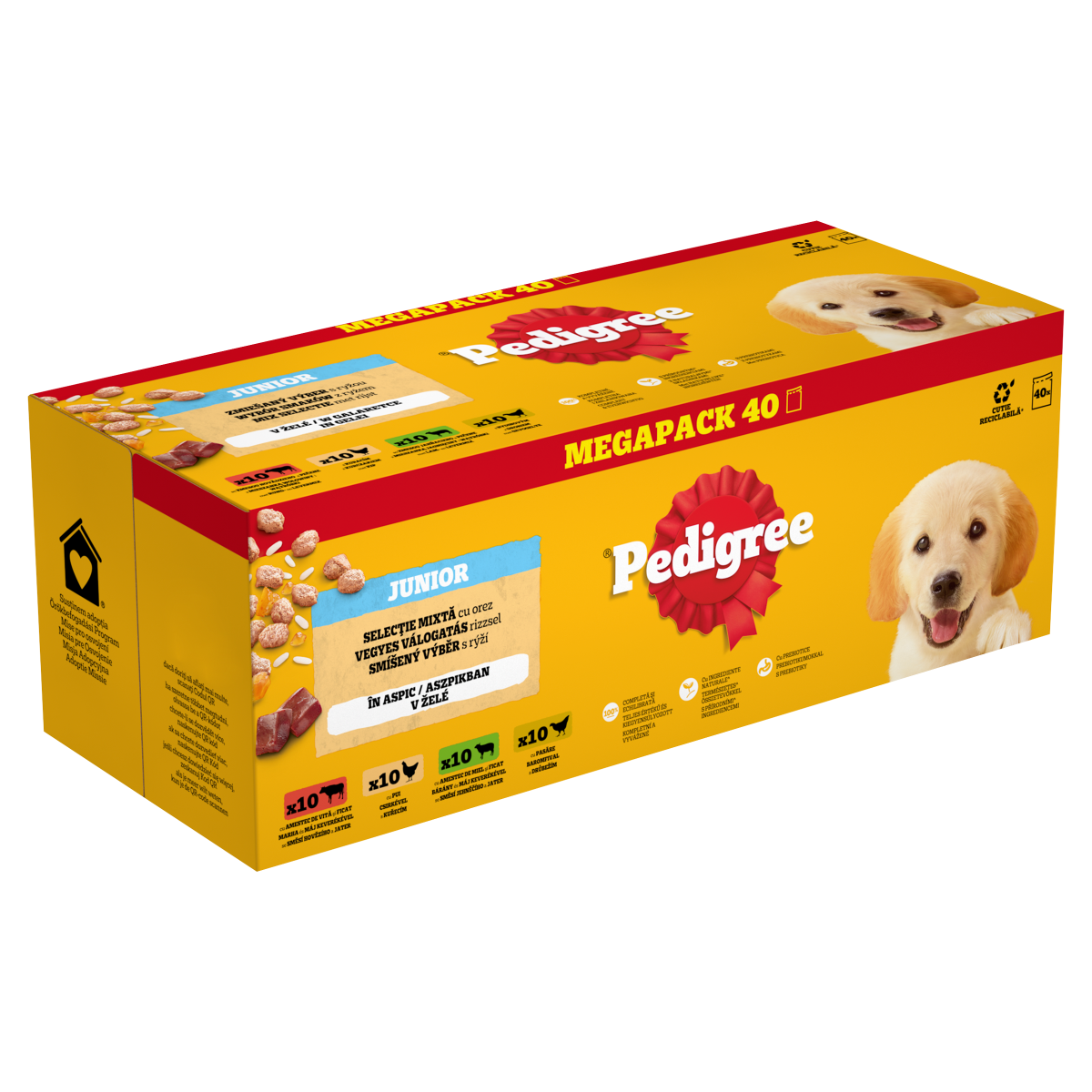 Pedigree Junior Mix Selectie in Gelei 40 × 100 g – productverpakking