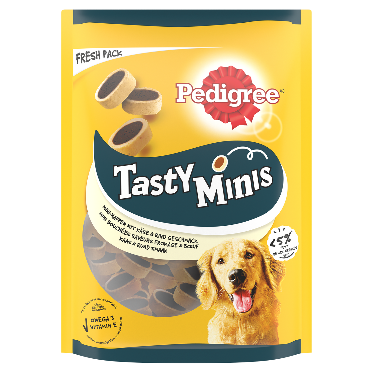 Pedigree Tasty Minis Cheesy Bites 140 g – productverpakking