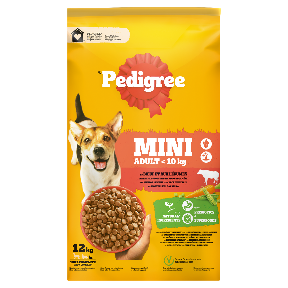 Pedigree Adult Mini Rund & Groenten Hondenbrokken 12 kg – productverpakking