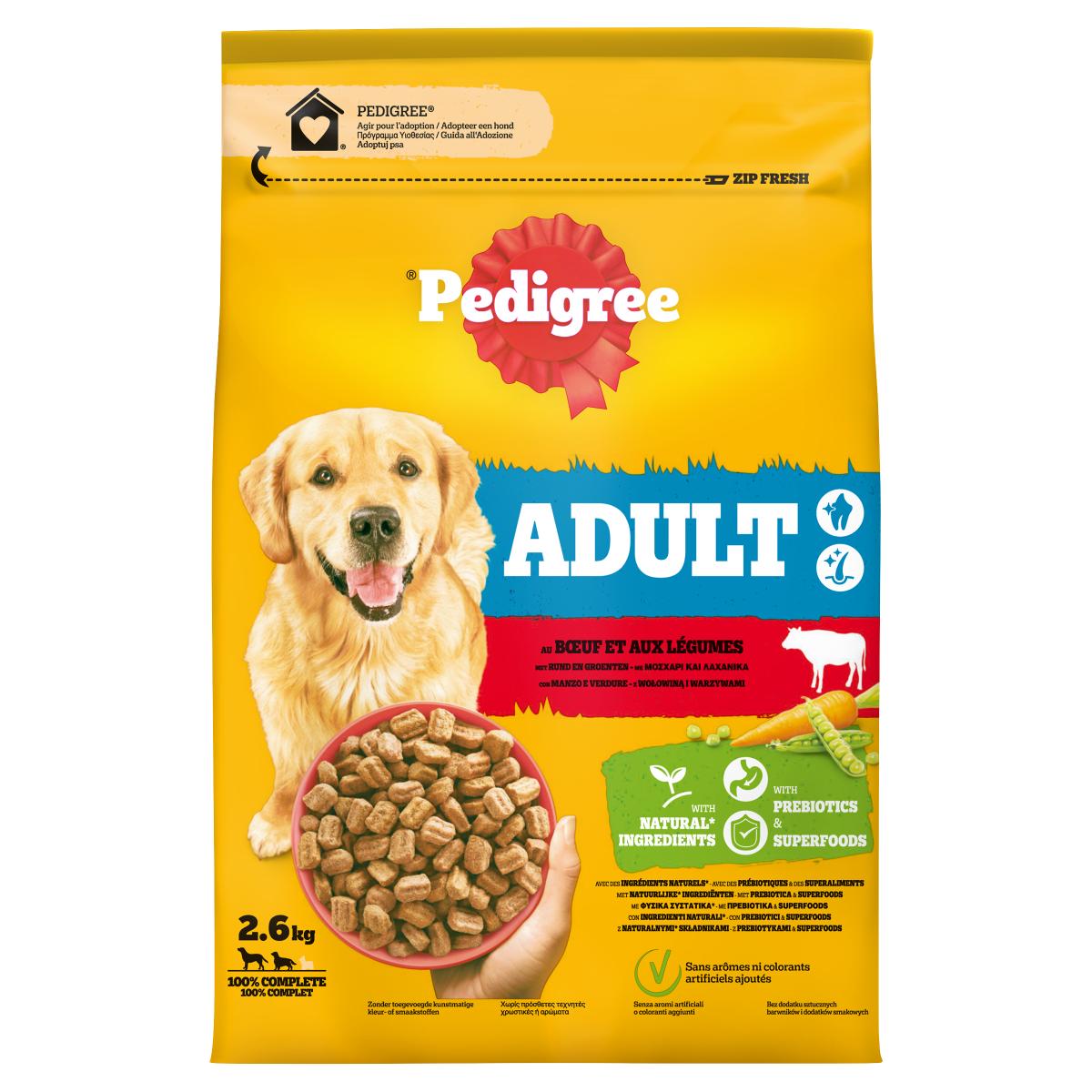 Pedigree Adult Rund & Groenten Hondenbrokken 2,6 kg – productverpakking