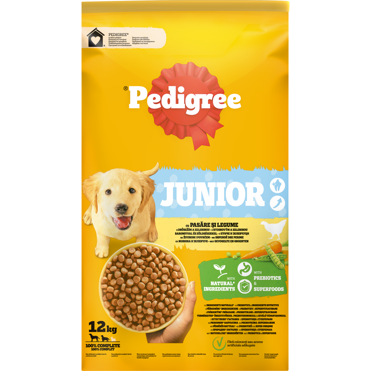 Pedigree Junior Gevogelte & Groenten Hondenbrokken 12 kg – productverpakking