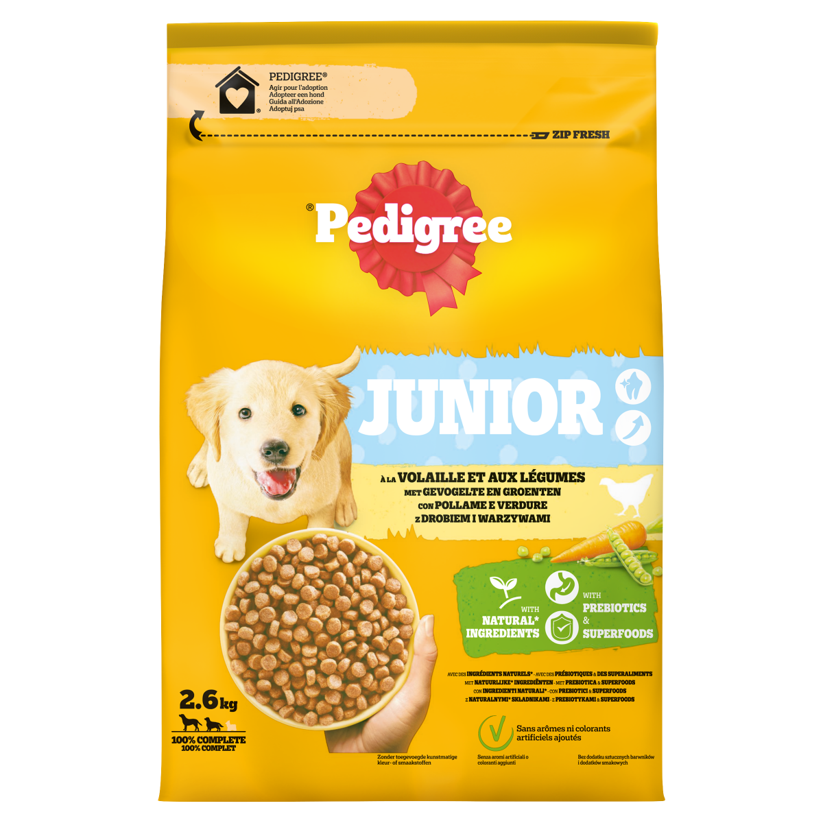 Pedigree Junior Gevogelte & Groenten Hondenbrokken 2,6 kg – productverpakking