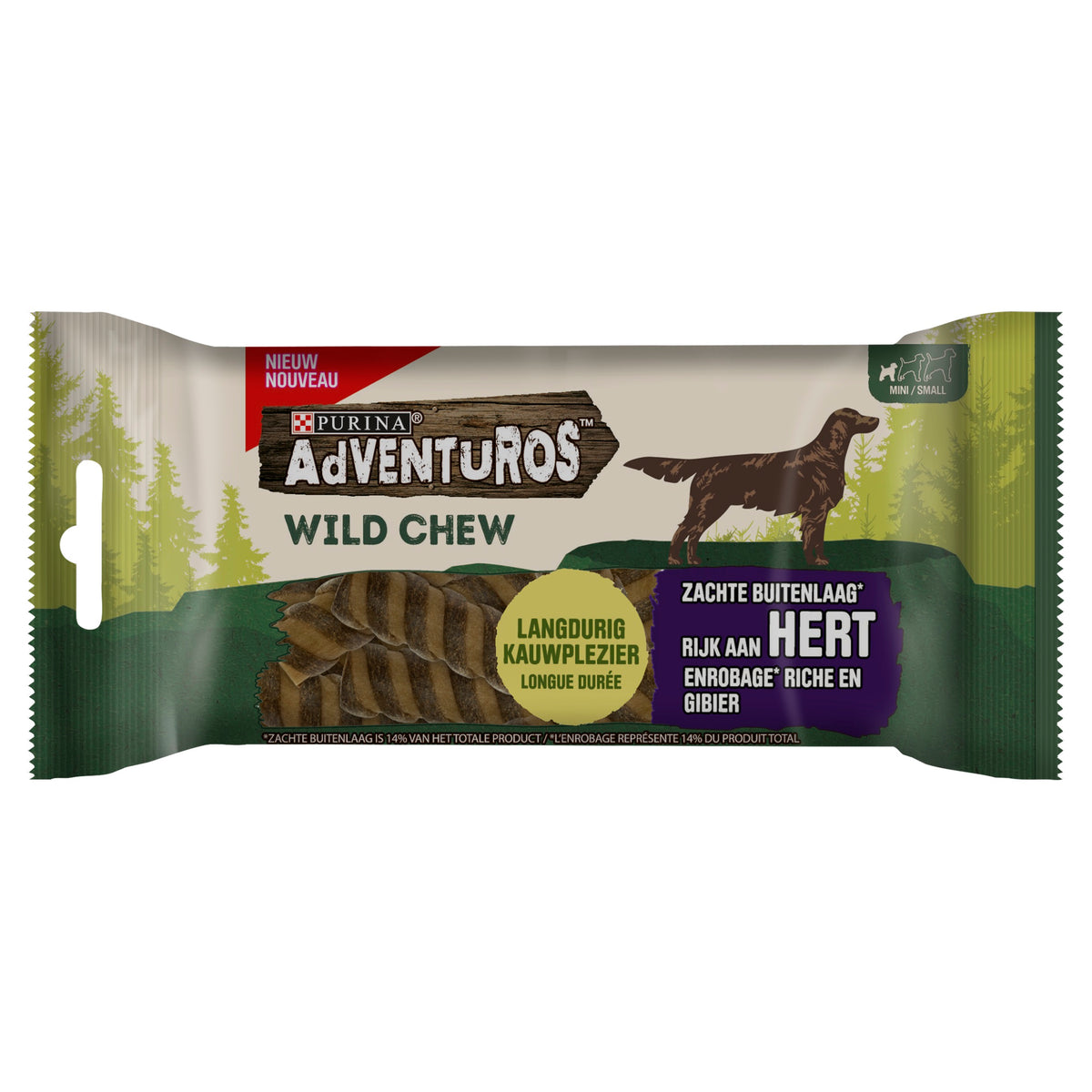 Adventuros Wild Chew Hert Small 150 g – Adventuros hondensnack verpakking
