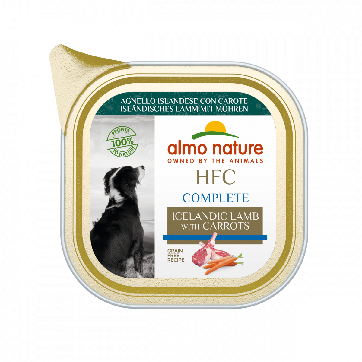 Almo Nature HFC hond kuipje Complete lam & wortel 85 g – natvoer voor honden
