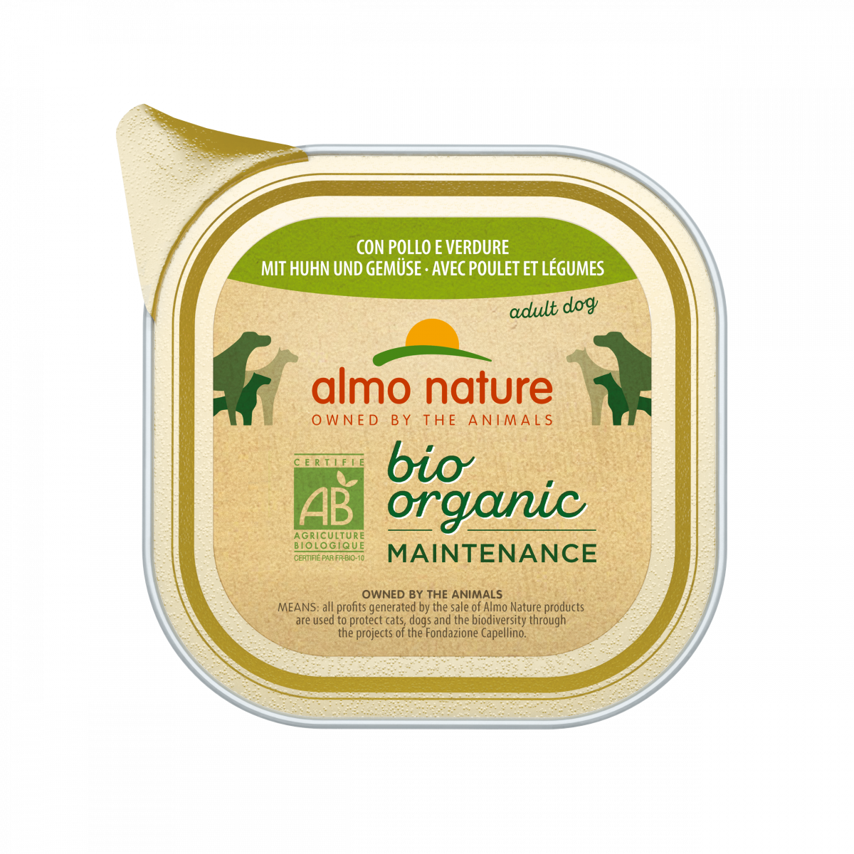 Almo Nature BioOrganic hond kuipje kip & groenten 100 g – natvoer voor honden