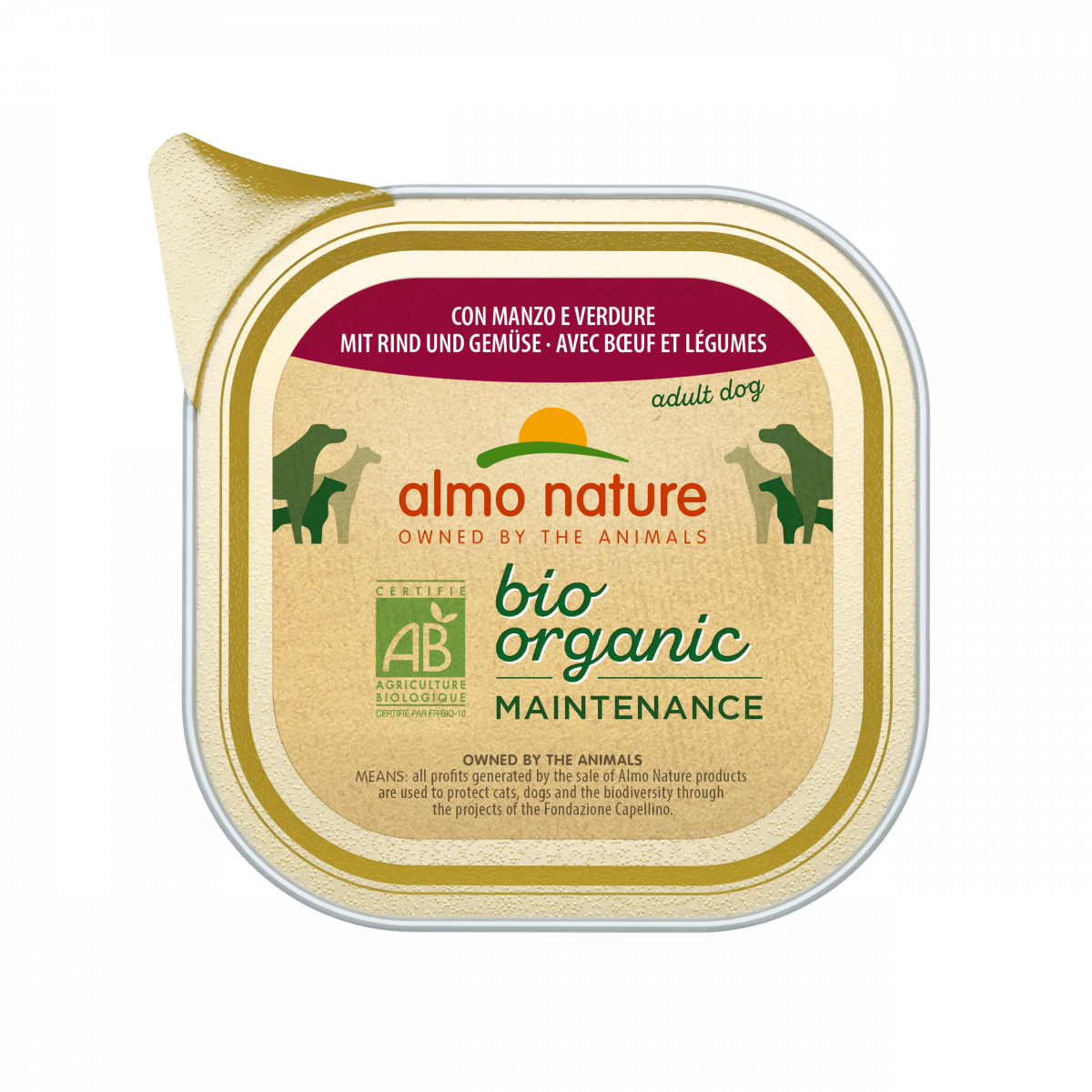 Almo Nature BioOrganic hond kuipje rund & groenten 100 g – natvoer voor honden