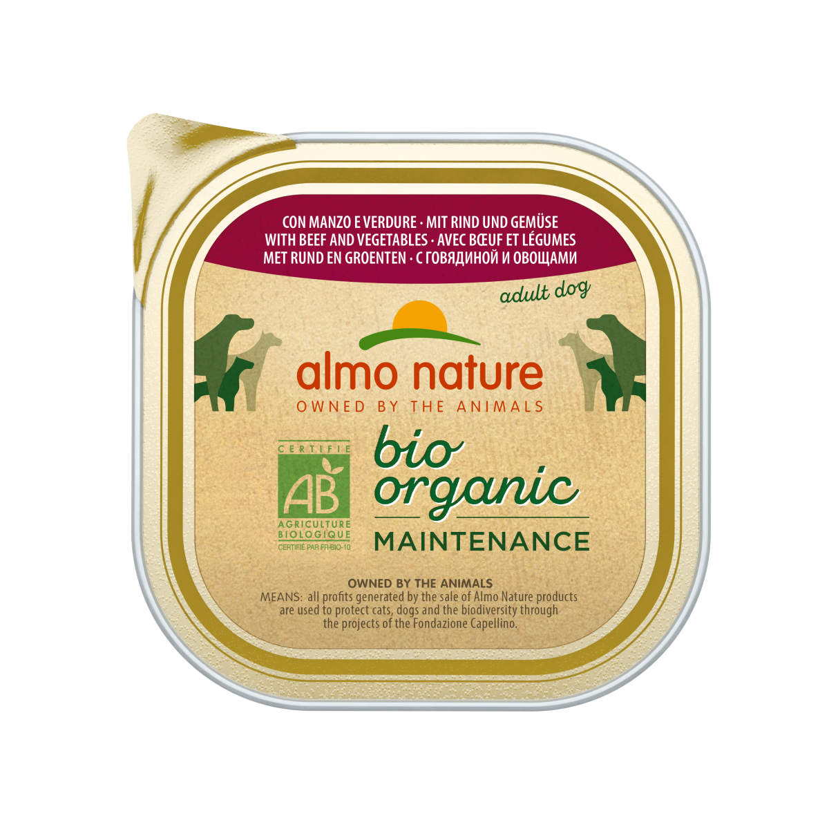 Almo Nature BioOrganic hond kuipje rund & groenten 300 g – natvoer voor honden