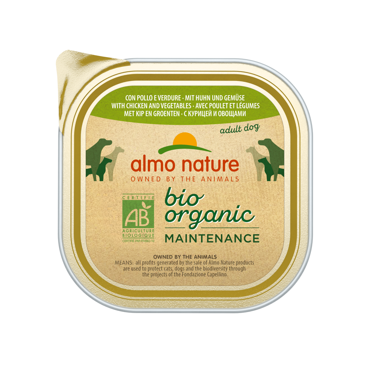 Almo Nature BioOrganic hond kuipje kip & groenten 300 g – natvoer voor honden