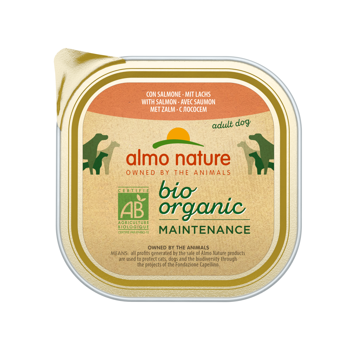 Almo Nature BioOrganic hond kuipje zalm 300 g – natvoer voor honden