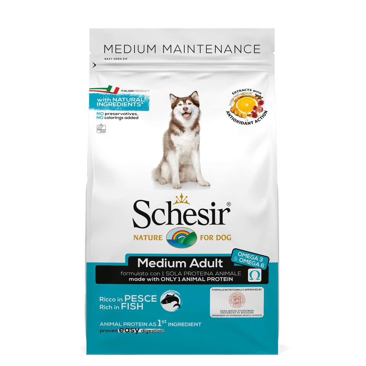 Schesir hond dry maintenance medium vis 3kg, 3 kg
