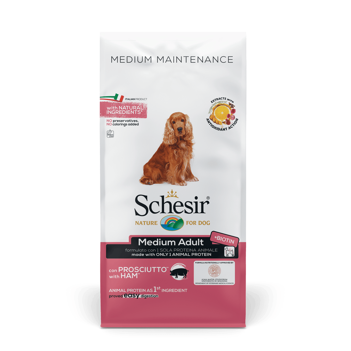 Schesir hond dry maintenance medium ham 12kg, 12 kg