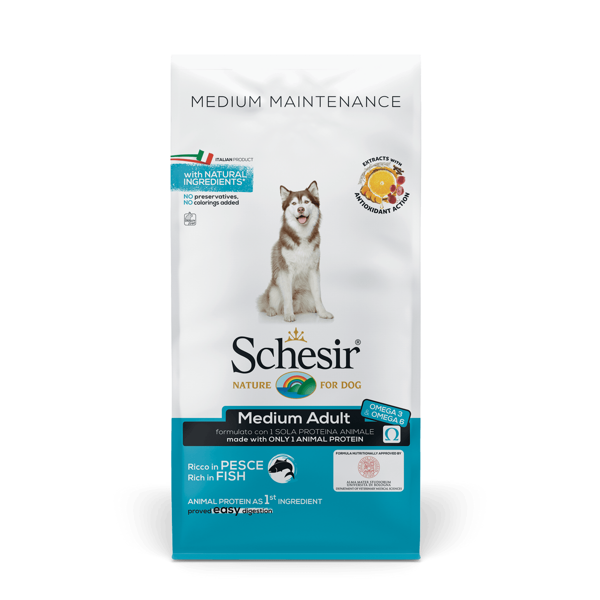 Schesir hond dry maintenance medium vis 12kg, 12 kg