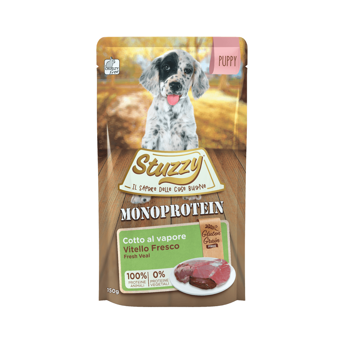 Stuzzy Puppy Monoprotein graanvrij met kalf – 150 g verpakking