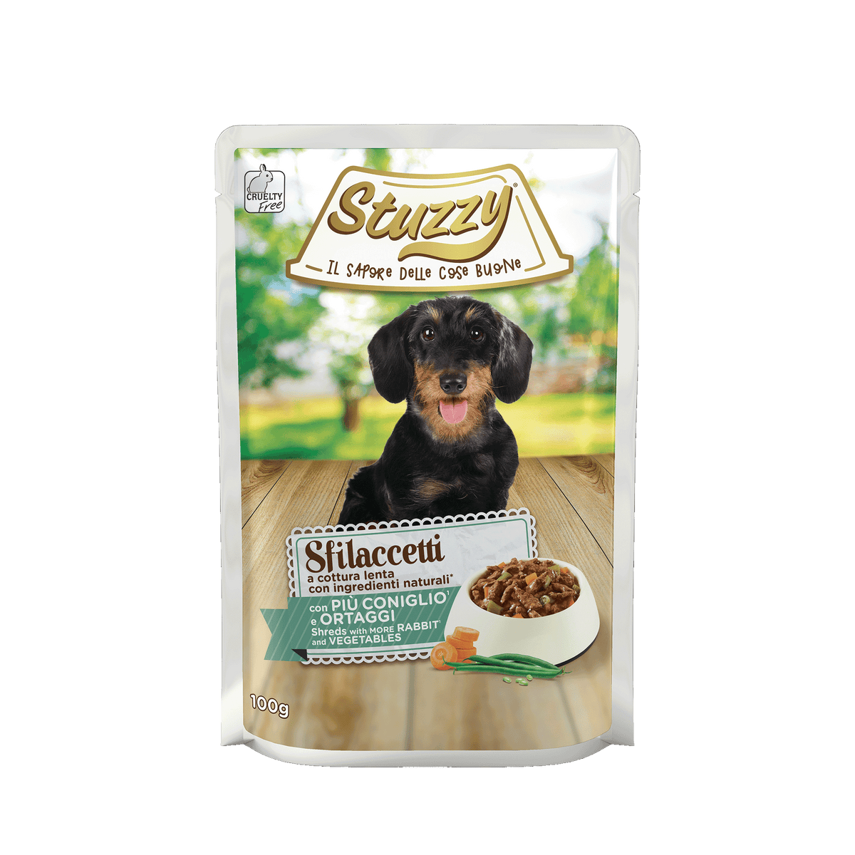 Stuzzy Shreds met konijn en groente – 100 g verpakking