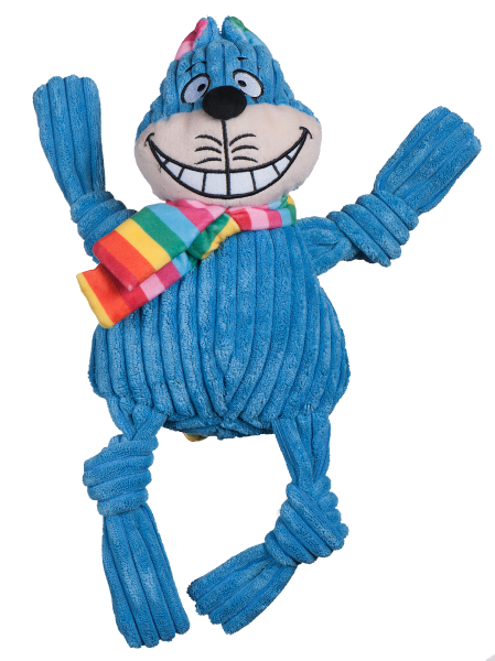 HuggleHounds rainbow cheshire cat Knottie large 1 stuk – hondenspeelgoed voor honden