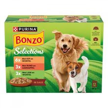 Bonzo Selections Rund, Kip & Lam in Saus 12 × 85 g – Bonzo natvoer verpakking