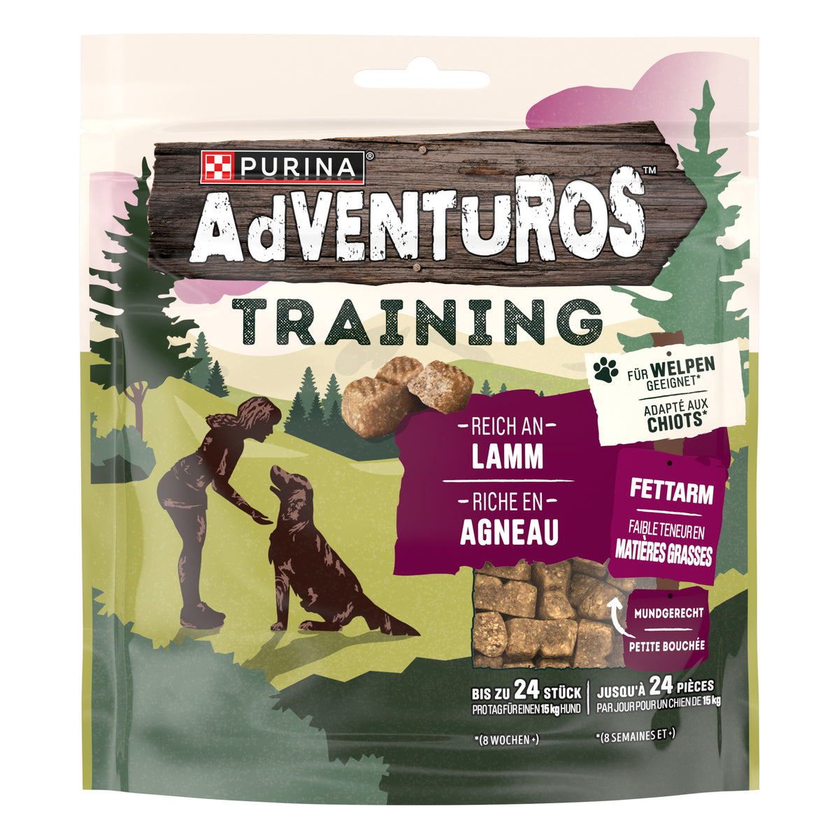 Adventuros Training Treats Lam 115 g – Adventuros hondensnack verpakking